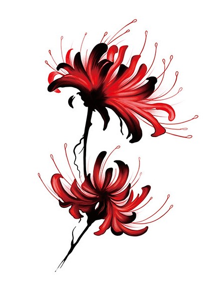 Unique Elegant Temporary Tattoo  Red Spider Lily Design (1 Tattoo)